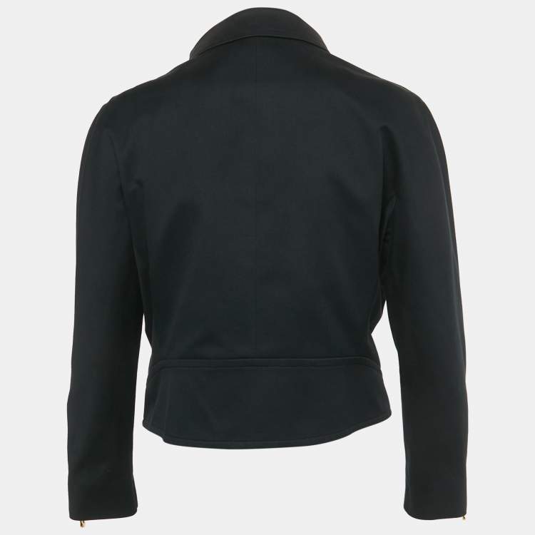 Pre Owned Moschino Black Cotton Biker Jacket L