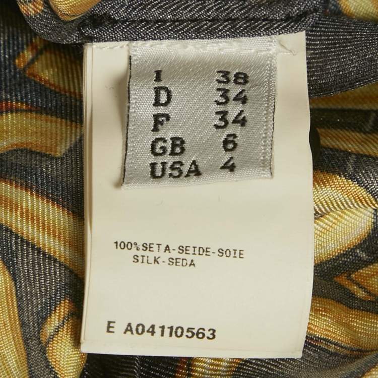 Pre Owned Moschino Couture Black Logo Printed Silk Belted Shirt Dress S