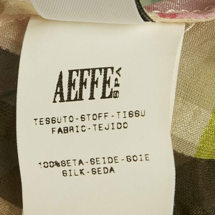 مملوكة مسبقًا Moschino Multicolor Printed Silk Ruffe Sleeve Sheer Top M