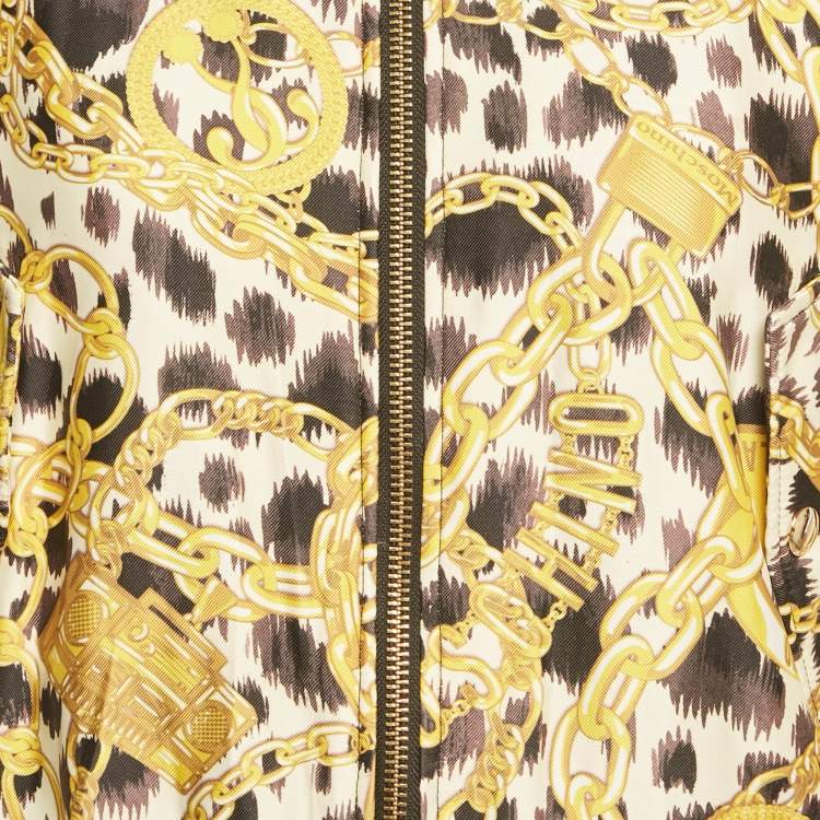 Pre Owned Moschino X H&M Yellow/Black Printed Nylon Zip-Up Jacket S