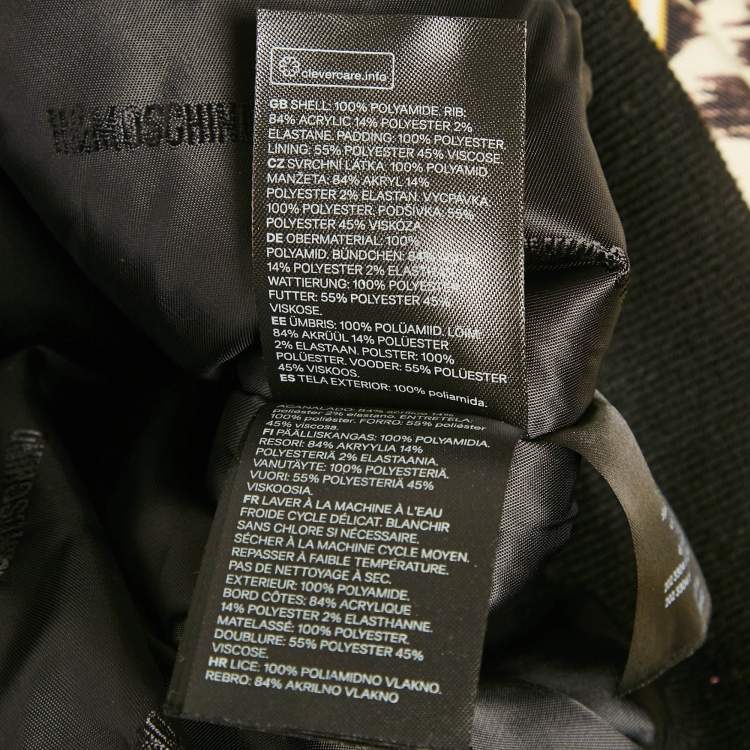 Pre Owned Moschino X H&M Yellow/Black Printed Nylon Zip-Up Jacket S