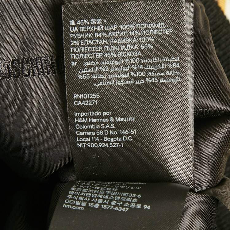 Pre Owned Moschino X H&M Yellow/Black Printed Nylon Zip-Up Jacket S