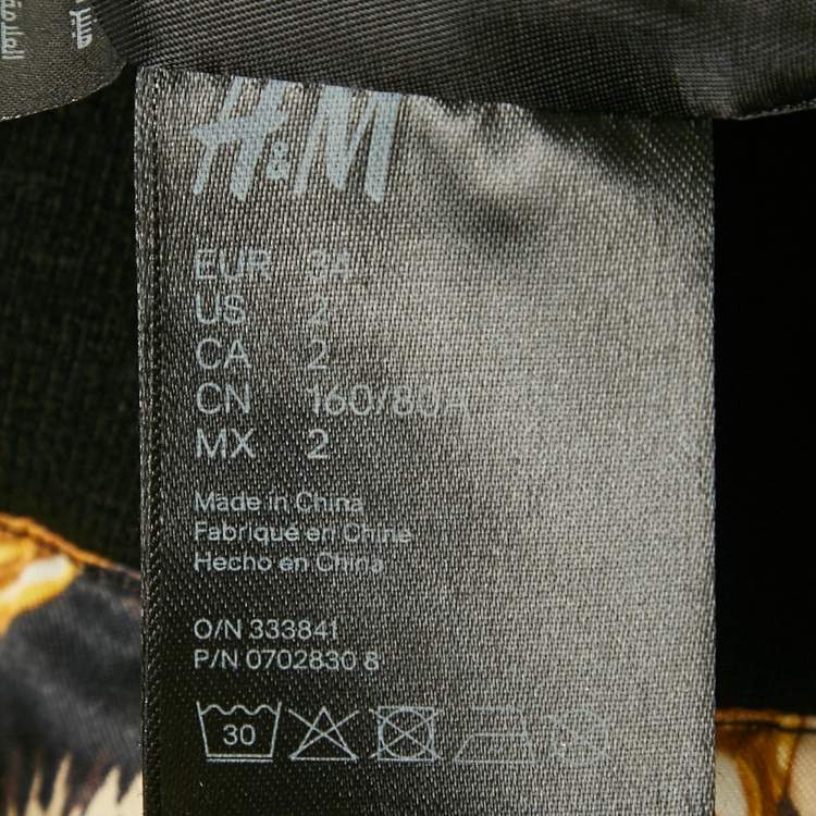 Pre Owned Moschino x H&M Yellow Printed Satin Off-Shoulder Mini Dress XS