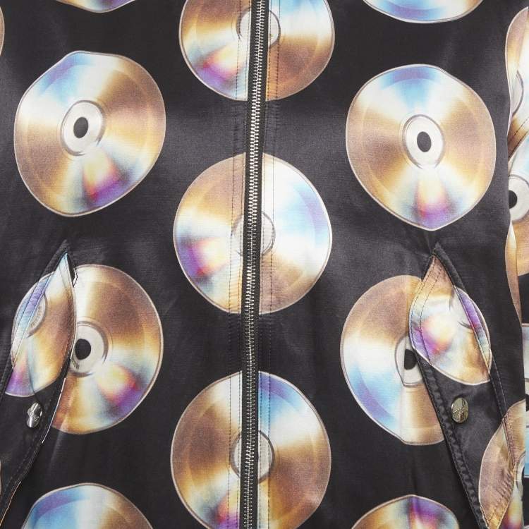 Pre Owned Moschino x H&M Black Disc Printed Cotton Knit Hooded Sweatshirt M