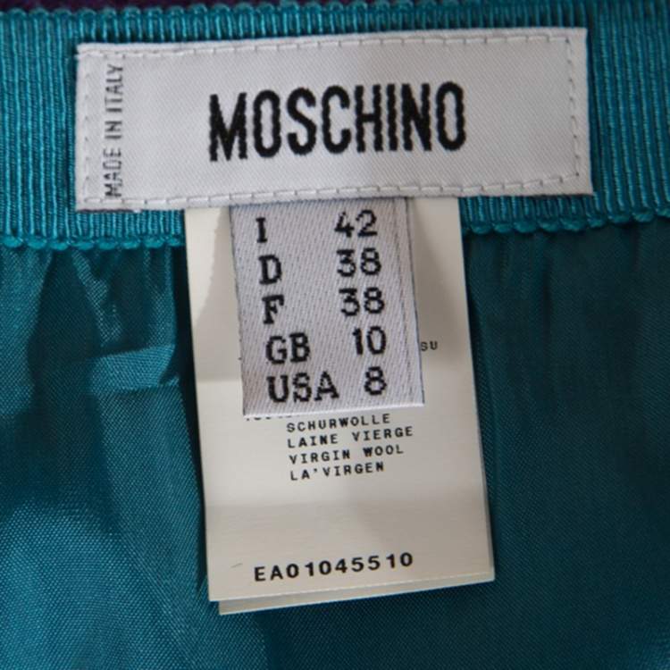 Pre Owned Moschino Purple Wool Cutout Paisley and Floral Motif Detail Skirt M