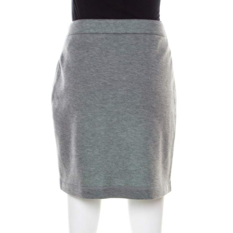 Pre Owned Boutique Moschino Grey Jersey Tweed Panel Detail Skirt S
