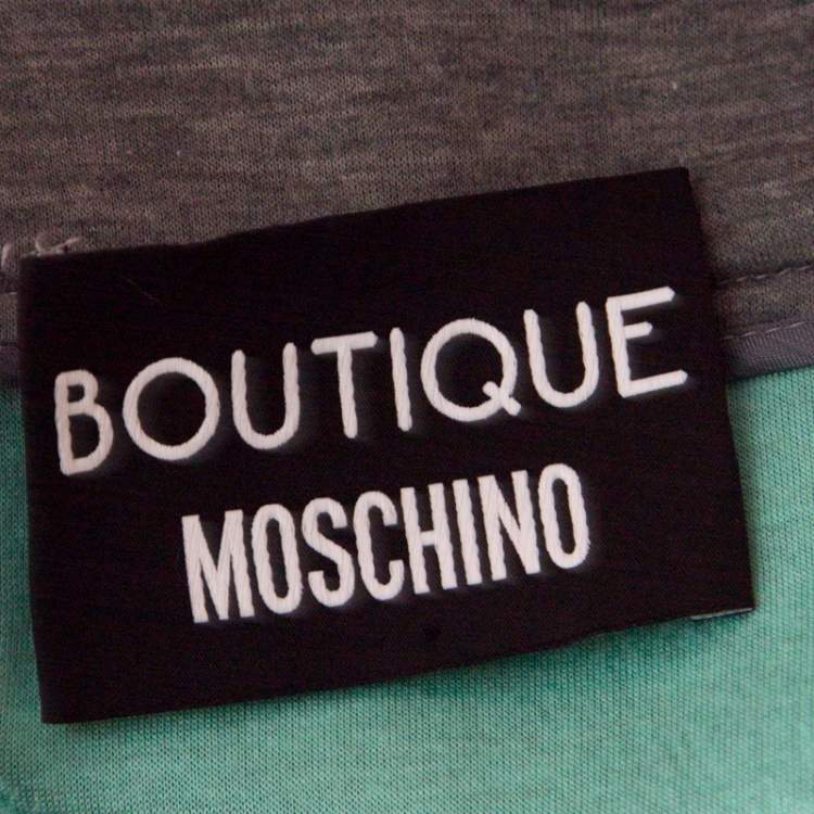 Pre Owned Boutique Moschino Grey Jersey Tweed Panel Detail Skirt S
