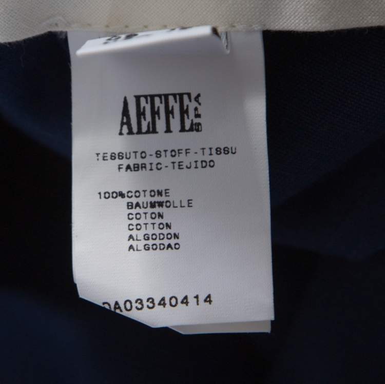 Pre Owned Moschino Navy Blue Cotton Embroidered Embellished Detail Fitted Trousers M 