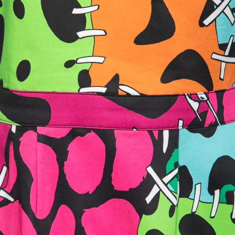 Pre Owned Moschino Cheap and Chic Multicolor Animal Print Cotton Poplin Dress M 