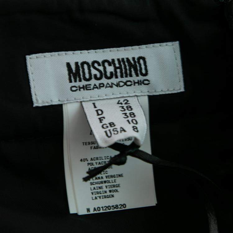 مملوكة مسبقًا Moschino Cheap and Chic Textured Knit Multicolored Checkered Skirt M 