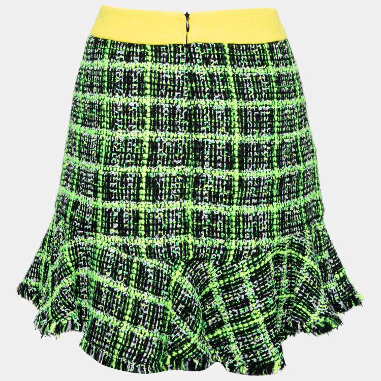 مملوكة مسبقًا Moschino Cheap and Chic Textured Knit Multicolored Checkered Skirt M 