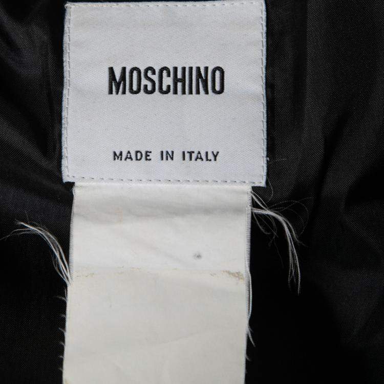 مملوكة مسبقًا Moschino Black Linen Gold Button Detail Trench Coat M 