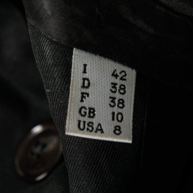 مملوكة مسبقًا Moschino Black Linen Gold Button Detail Trench Coat M 