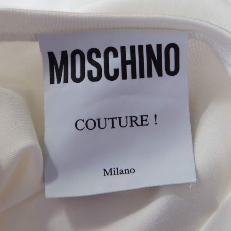 مملوكة مسبقًا Moschino Couture White Bow Detail Short Sleeve Crop Top S