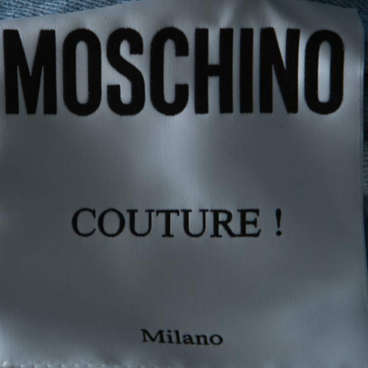 Pre Owned Moschino Blue Light Wash Front Button Detail Straight Cut Jeans L 