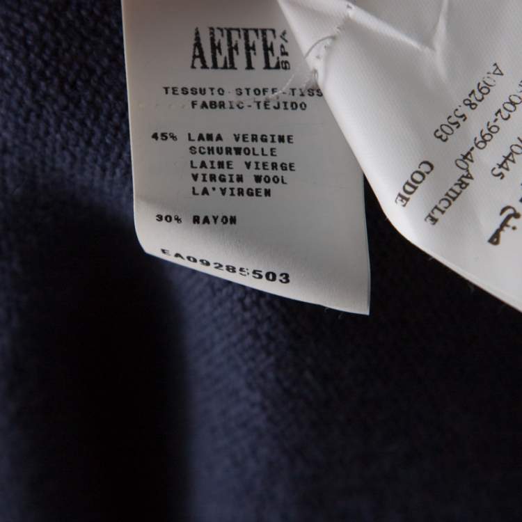 Pre Owned Moschino Blue Cashmere Blend Silk Chiffon Neck Scarf Detail Sweater S