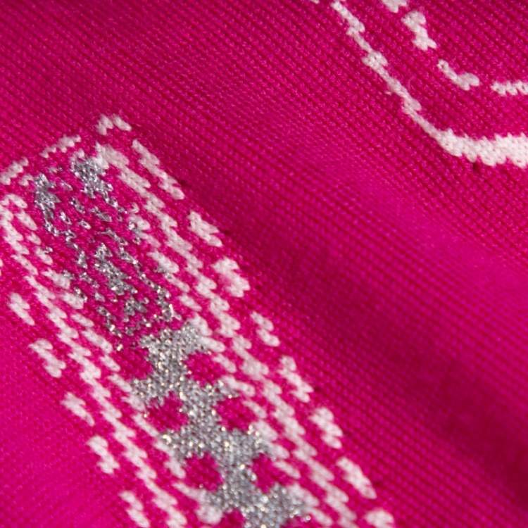 Pre Owned Moschino Couture Pink Wool Biker Optical illusion Mini Skirt M