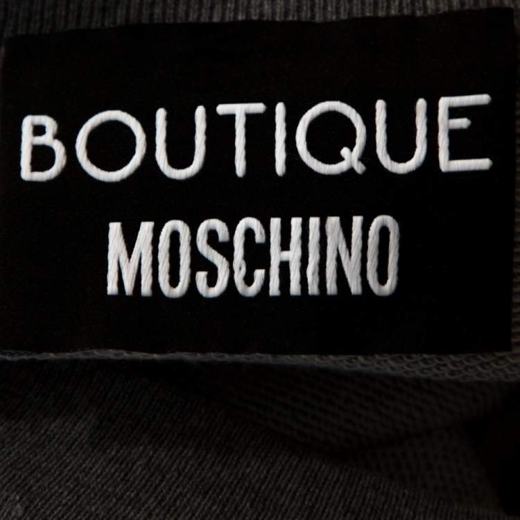 Pre Owned Moschino Boutique Grey Boutique Print Cotton Jumper Dress S