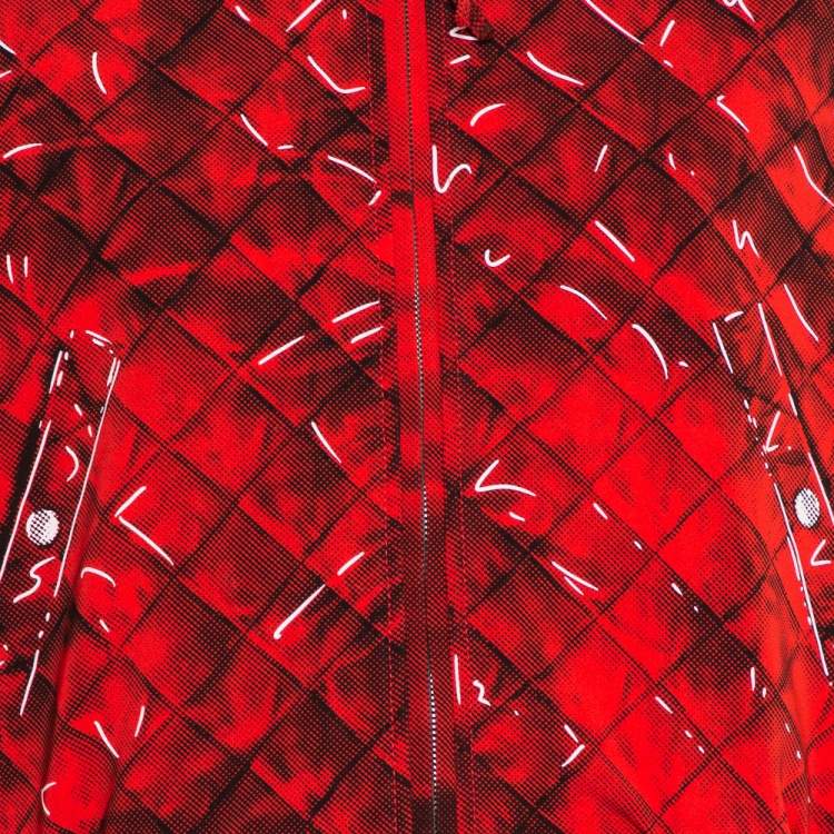 Pre Owned Moschino Couture Red Trompe-L'oeil Printed Bomber Jacket M