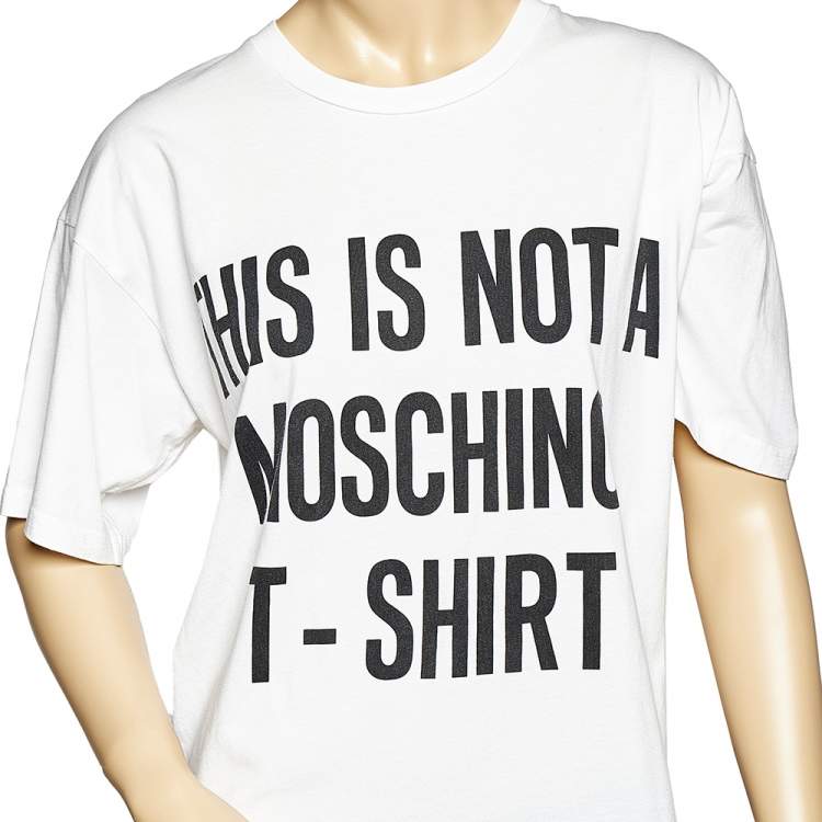 Pre Owned Moschino Couture White Quote Printed Cotton Oversized T-Shirt S