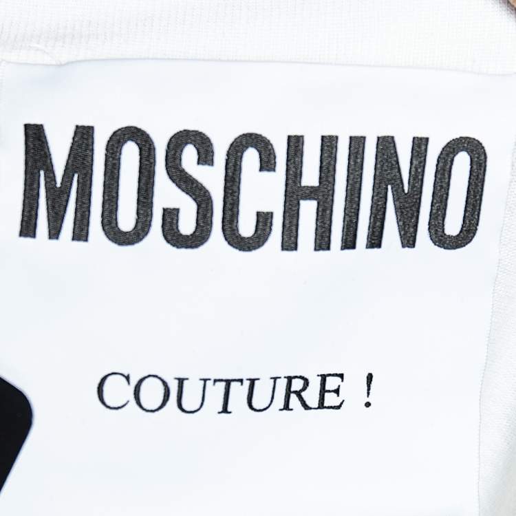 Pre Owned Moschino Couture White Quote Printed Cotton Oversized T-Shirt S