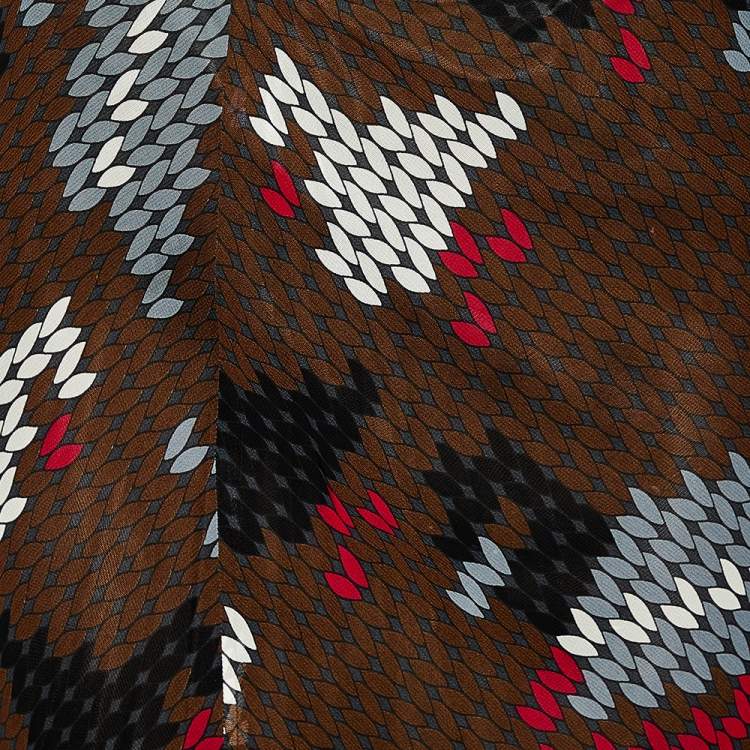 Pre Owned Moschino Cheap & Chic Multicolor Printed Crepe Ruffled Hem Maxi Skirt M