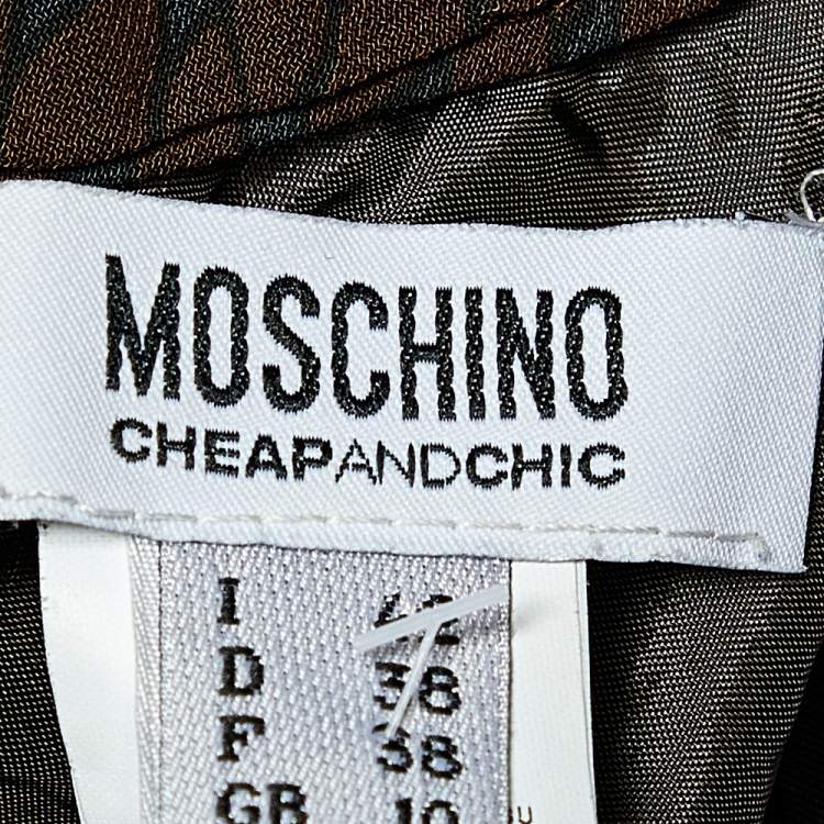 Pre Owned Moschino Cheap & Chic Multicolor Printed Crepe Ruffled Hem Maxi Skirt M