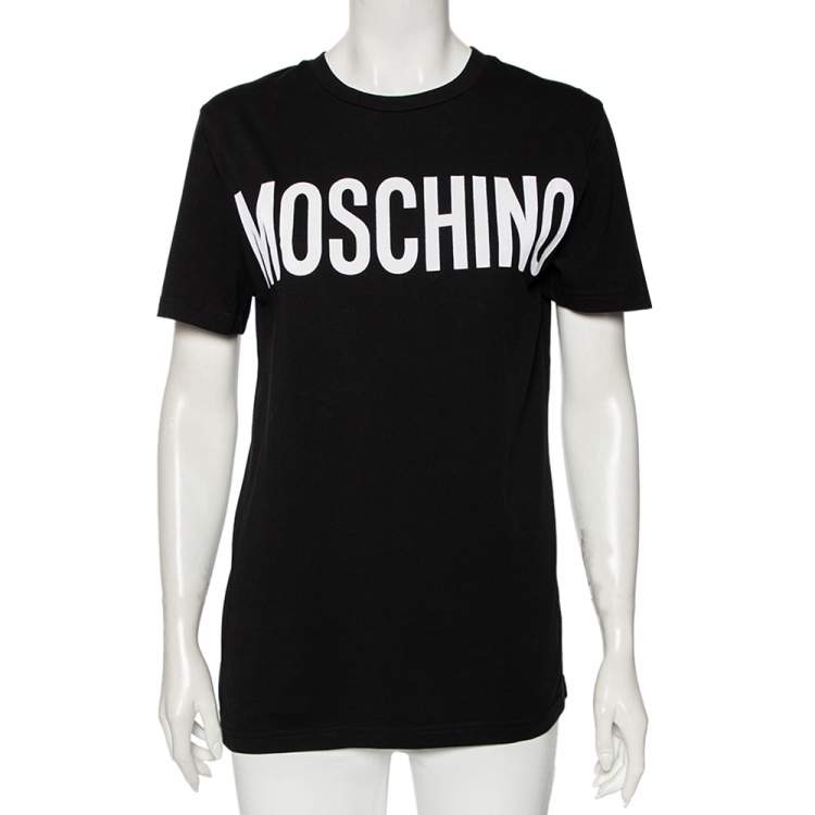 مملوكة مسبقًا Moschino Black Cotton Logo Printed Short Sleeve T-Shirt M