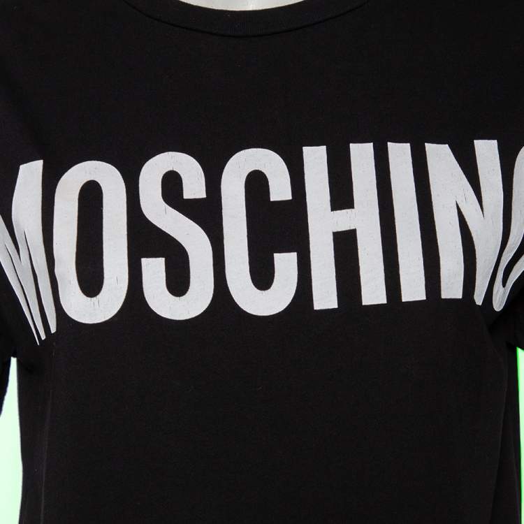 مملوكة مسبقًا Moschino Black Cotton Logo Printed Short Sleeve T-Shirt M