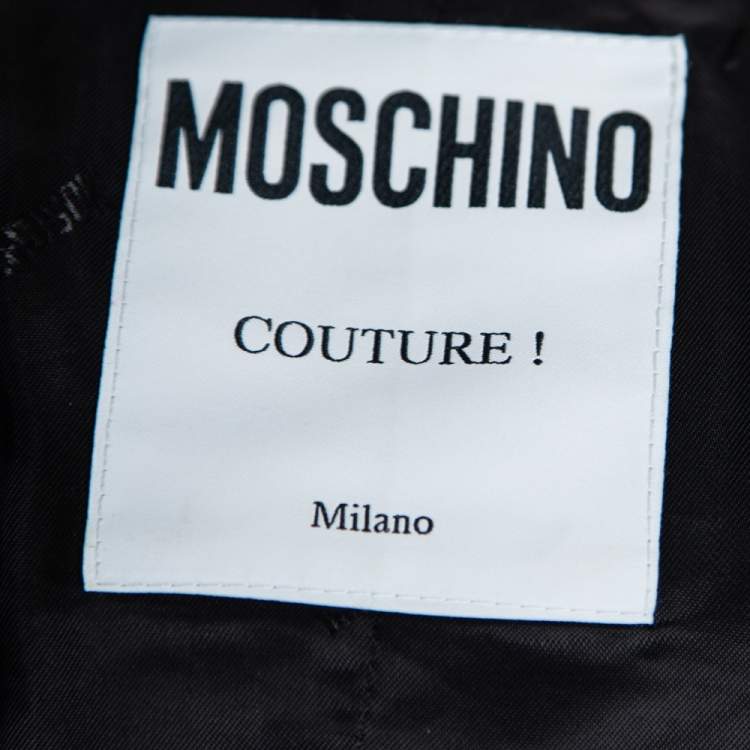Pre Owned Moschino Couture Black Faux Fur Double Breasted Short Coat XS