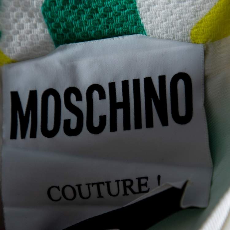 Pre Owned Moschino Couture Multicolored Printed Textured Silk Sleeveless Dress M 