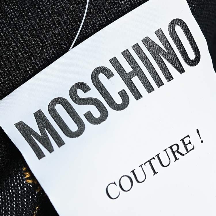 Pre Owned Moschino Couture Black Teddy Intarsia Wool Knit Mini Tube Skirt S 