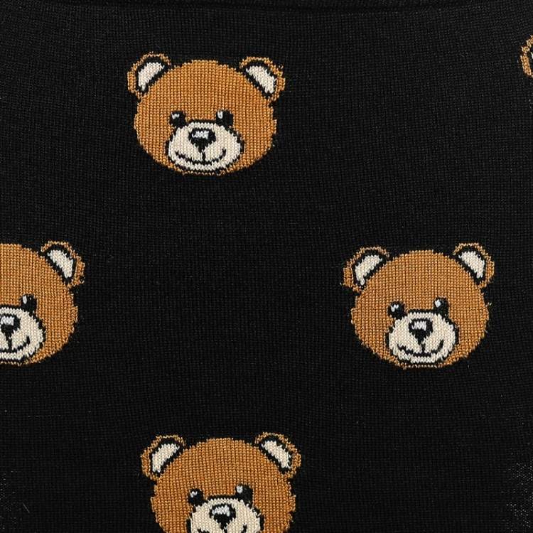 Pre Owned Moschino Couture Black Teddy Intarsia Wool Knit Mini Tube Skirt S 
