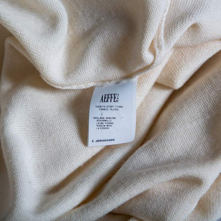 Pre Owned Moschino Cream Wool Knit Chain Trimmed Button Front Cardigan L