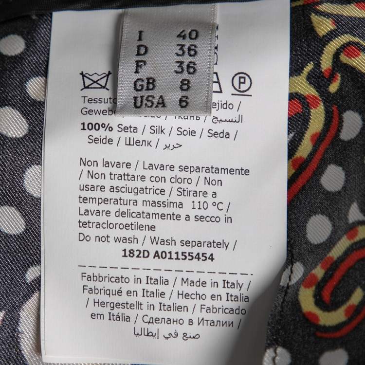 Pre Owned Moschino Couture Multicolored Pokla Dotted Chain Print Silk Pleated Skirt S