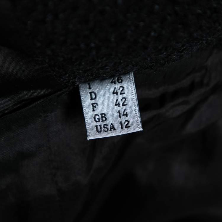 Pre Owned Moschino Black Tweed Appliqué Detail Frayed Blazer L