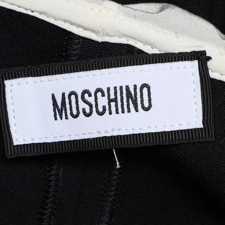 Pre Owned Moschino Black Modal Knit Contrast Neck Detail Top M