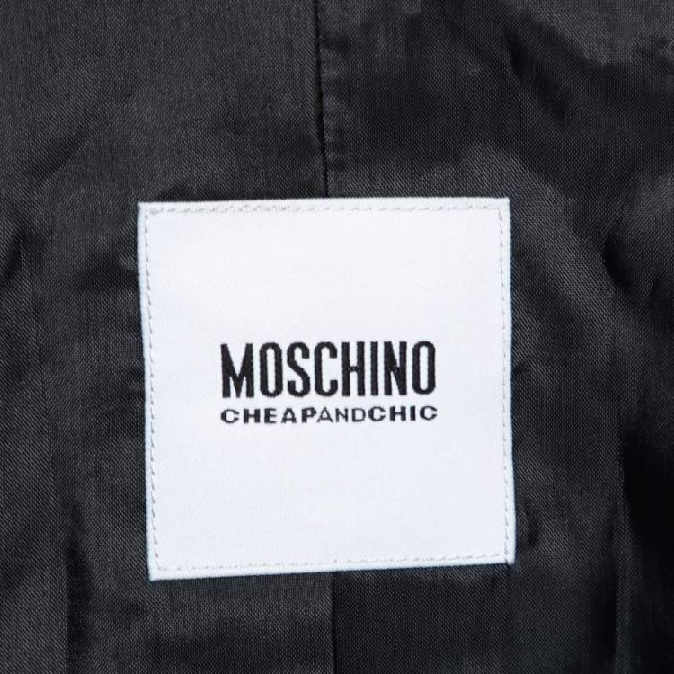مملوكة مسبقًا Moschino Black Cotton Ruffle Detailed Blazer S