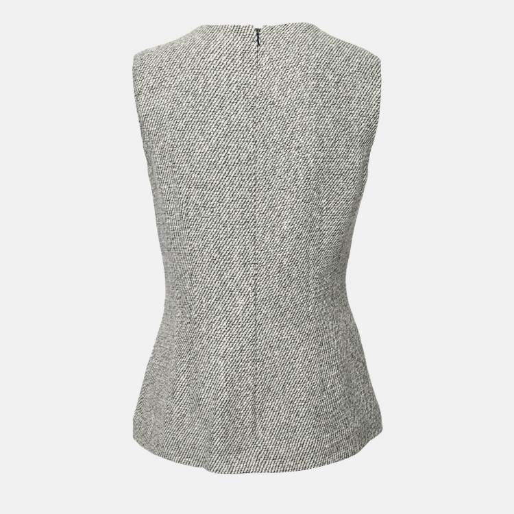 Pre Owned Moschino Monochrome Wool Key Embellished Neck Sleeveless Top M