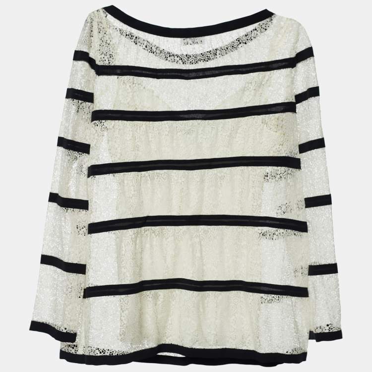 مملوكة مسبقًا Moschino White/Black Lace Top L