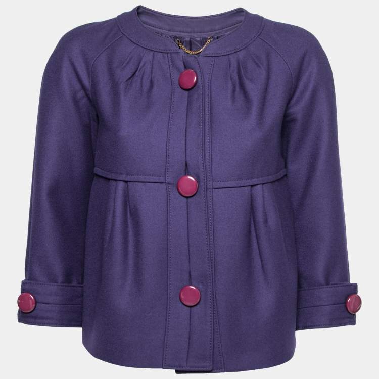 مملوكة مسبقًا Moschino Purple Wool Flared Hem Button Front Jacket S