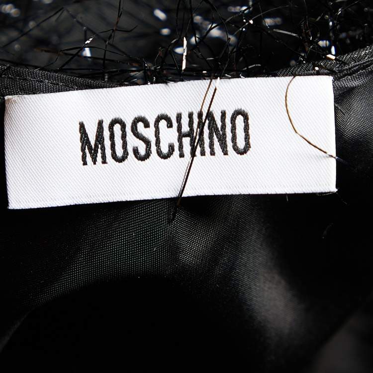 Pre Owned Moschino Black Synthetic Lurex Fringed Sleeveless Gown S