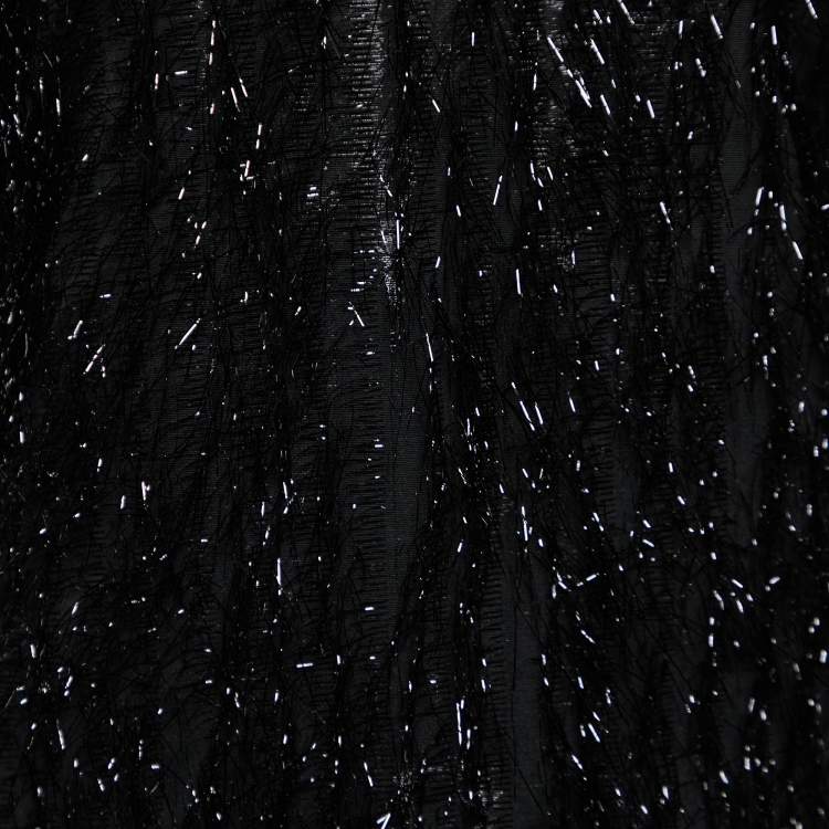 Pre Owned Moschino Black Synthetic Lurex Fringed Sleeveless Gown S