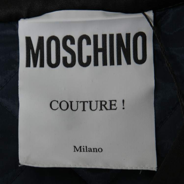 Pre Owned Moschino Couture Navy Blue Quilted Button Front Jacket L