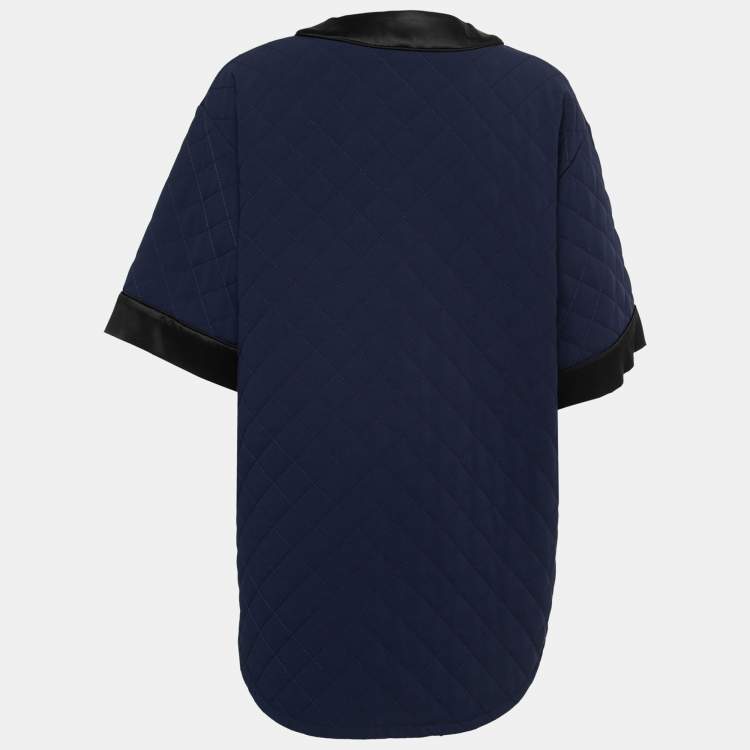 Pre Owned Moschino Couture Navy Blue Quilted Button Front Jacket L