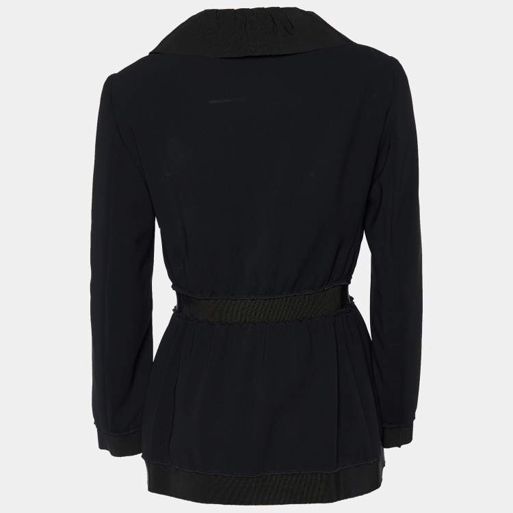 Pre Owned Moschino Black Crepe Tie Detail Jacket M