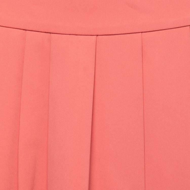Pre Owned Moschino Pink Crepe Pleated Mini Skirt S
