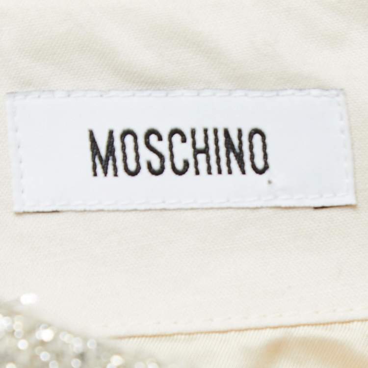 Pre Owned Moschino Metallic Tweed Ruffle Detail Knee Length Skirt M