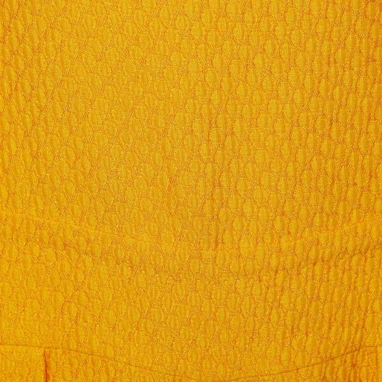 Pre Owned Moschino Yellow Textured Cotton Cutout Detail Jumpsuit S