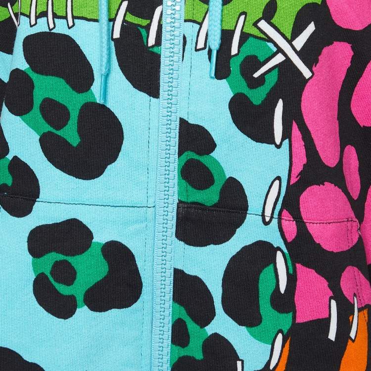 Pre Owned Moschino Cheap And Chic Multicolor printed Cotton Knit Sleeveless Hoodie L
